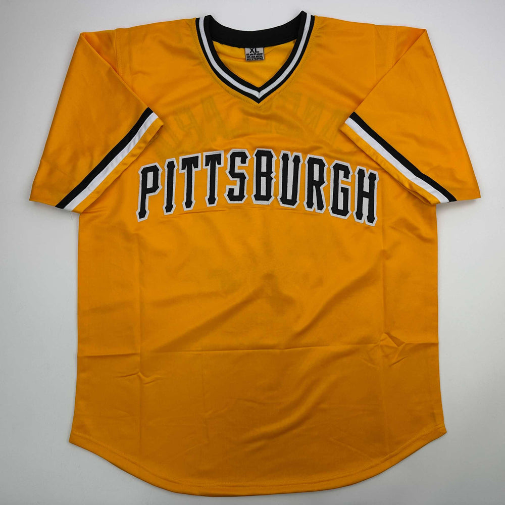 Autographed/Signed John Candelaria Pittsburgh Yellow Baseball Jersey JSA COA (ONLINE ORDER ONLY)