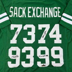 Framed Facsimile Autographed Sack Exchange 35x39 New York Green Reprint Laser Auto Football Jersey (ONLINE ORDER ONLY)