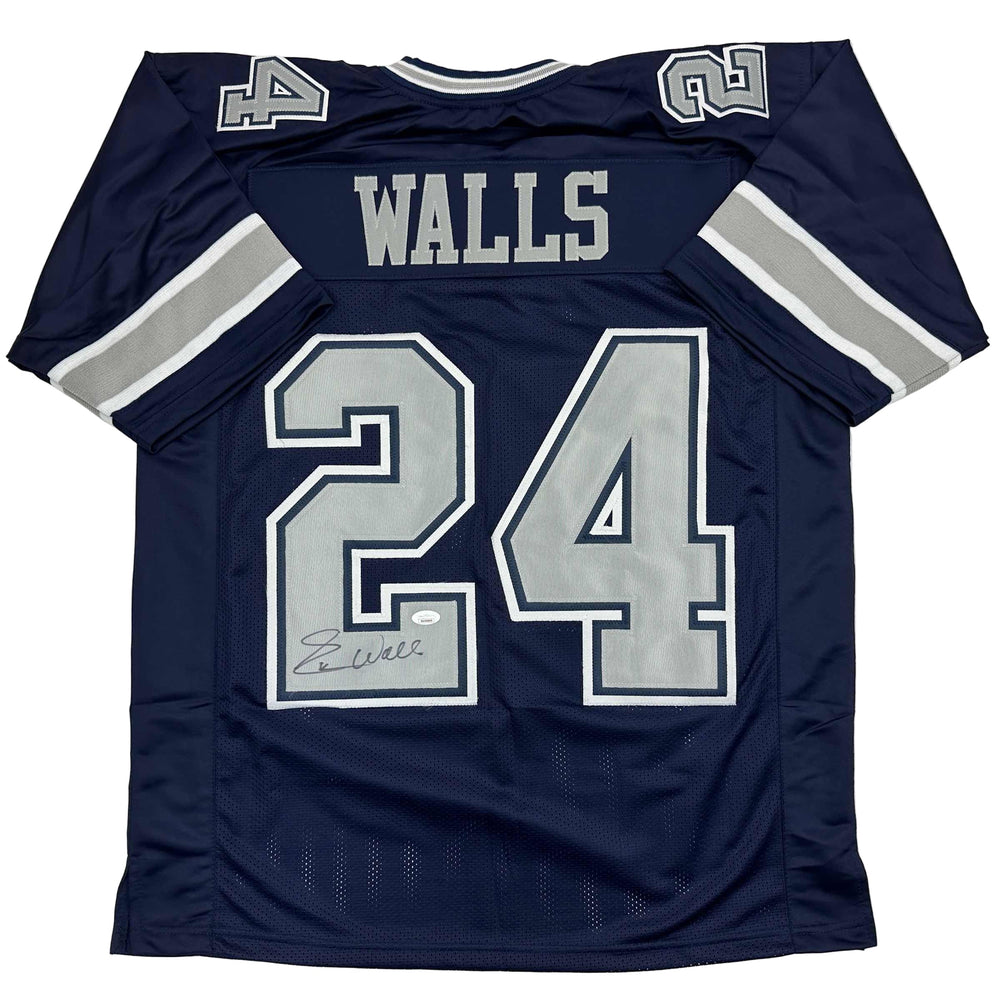 Autographed/Signed Everson Walls Dallas Blue Football Jersey JSA COA (ONLINE ORDER ONLY)