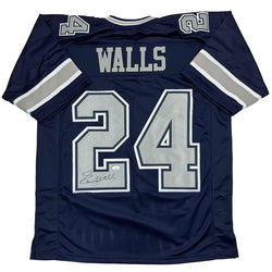 Autographed/Signed Everson Walls Dallas Blue Football Jersey JSA COA (ONLINE ORDER ONLY)