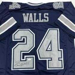 Autographed/Signed Everson Walls Dallas Blue Football Jersey JSA COA (ONLINE ORDER ONLY)