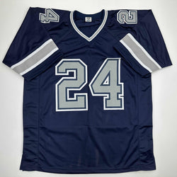 Autographed/Signed Everson Walls Dallas Blue Football Jersey JSA COA (ONLINE ORDER ONLY)