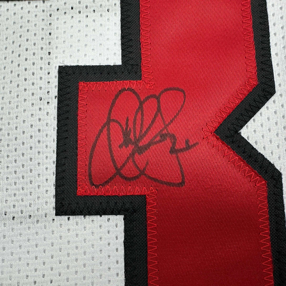 Autographed/Signed Jamal Anderson Atlanta White Football Jersey JSA COA (ONLINE ORDER ONLY)