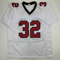 Autographed/Signed Jamal Anderson Atlanta White Football Jersey JSA COA (ONLINE ORDER ONLY)