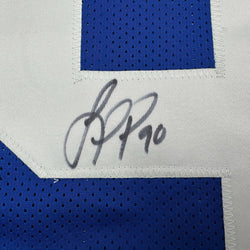 Autographed/Signed Jason Pierre-Paul JPP New York Blue Football Jersey JSA COA (ONLINE ORDER ONLY)