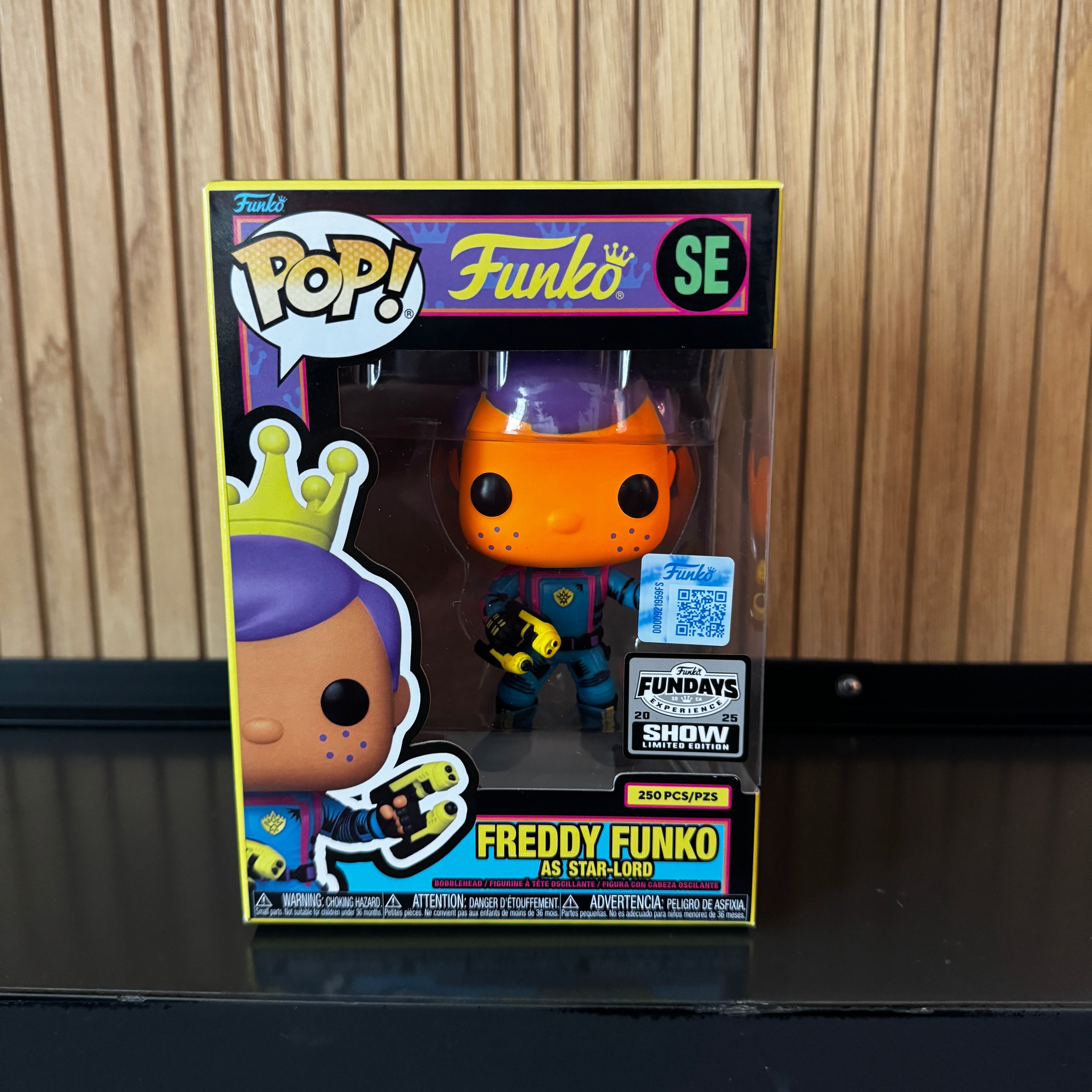 Funko Fundays Experience 2025: Pop! Originals MARVEL GotG Freddy Funko as Star-Lord (Blacklight) LE250 (Online Order Only)