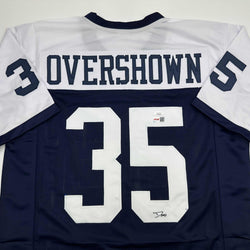 Autographed/Signed DeMarvion Overshown Dallas Thanksgiving Day Football Jersey JSA COA (ONLINE ORDER ONLY)