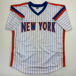 Autographed/Signed Danny Heep 86 WS Champs New York Pinstripe Baseball Jersey JSA COA (ONLINE ORDER ONLY)