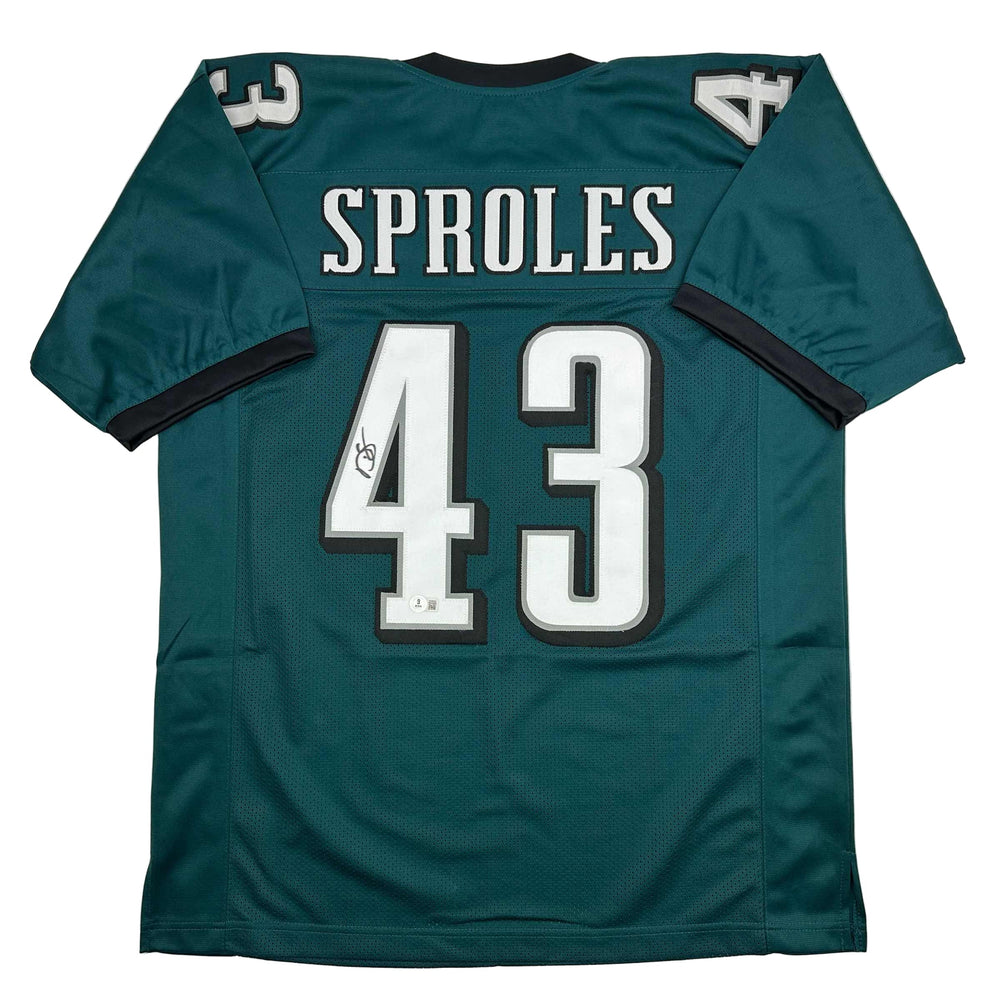 Autographed/Signed Darren Sproles Philadelphia Green Football Jersey Beckett BAS COA (ONLINE ORDER ONLY)