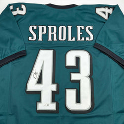 Autographed/Signed Darren Sproles Philadelphia Green Football Jersey Beckett BAS COA (ONLINE ORDER ONLY)