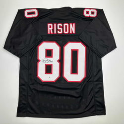 Autographed/Signed Andre Rison Atlanta Black Football Jersey Beckett BAS COA (ONLINE ORDER ONLY)