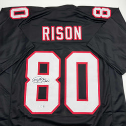 Autographed/Signed Andre Rison Atlanta Black Football Jersey Beckett BAS COA (ONLINE ORDER ONLY)