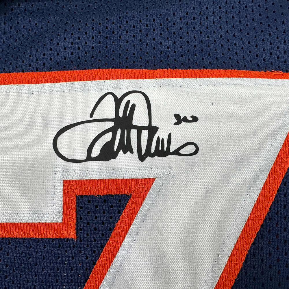 Framed Facsimile Autographed Terrell Davis 35x39 Denver Blue Reprint Laser Auto Football Jersey (ONLINE ORDER ONLY)
