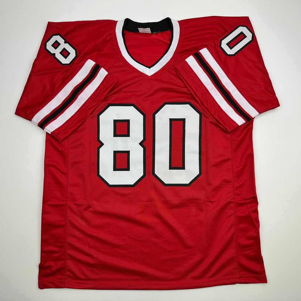 Autographed/Signed Andre Rison Atlanta Red Football Jersey Beckett BAS COA (ONLINE ORDER ONLY)