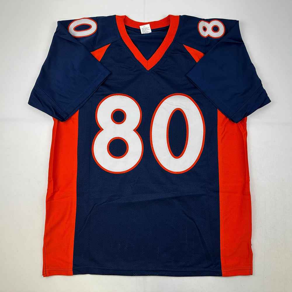 Facsimile Autographed Rod Smith Denver Blue Reprint Laser Auto Football Jersey Size Men's XL (ONLINE ORDER ONLY)
