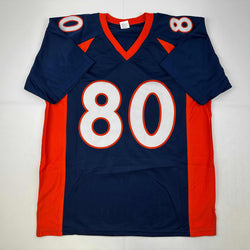 Facsimile Autographed Rod Smith Denver Blue Reprint Laser Auto Football Jersey Size Men's XL (ONLINE ORDER ONLY)