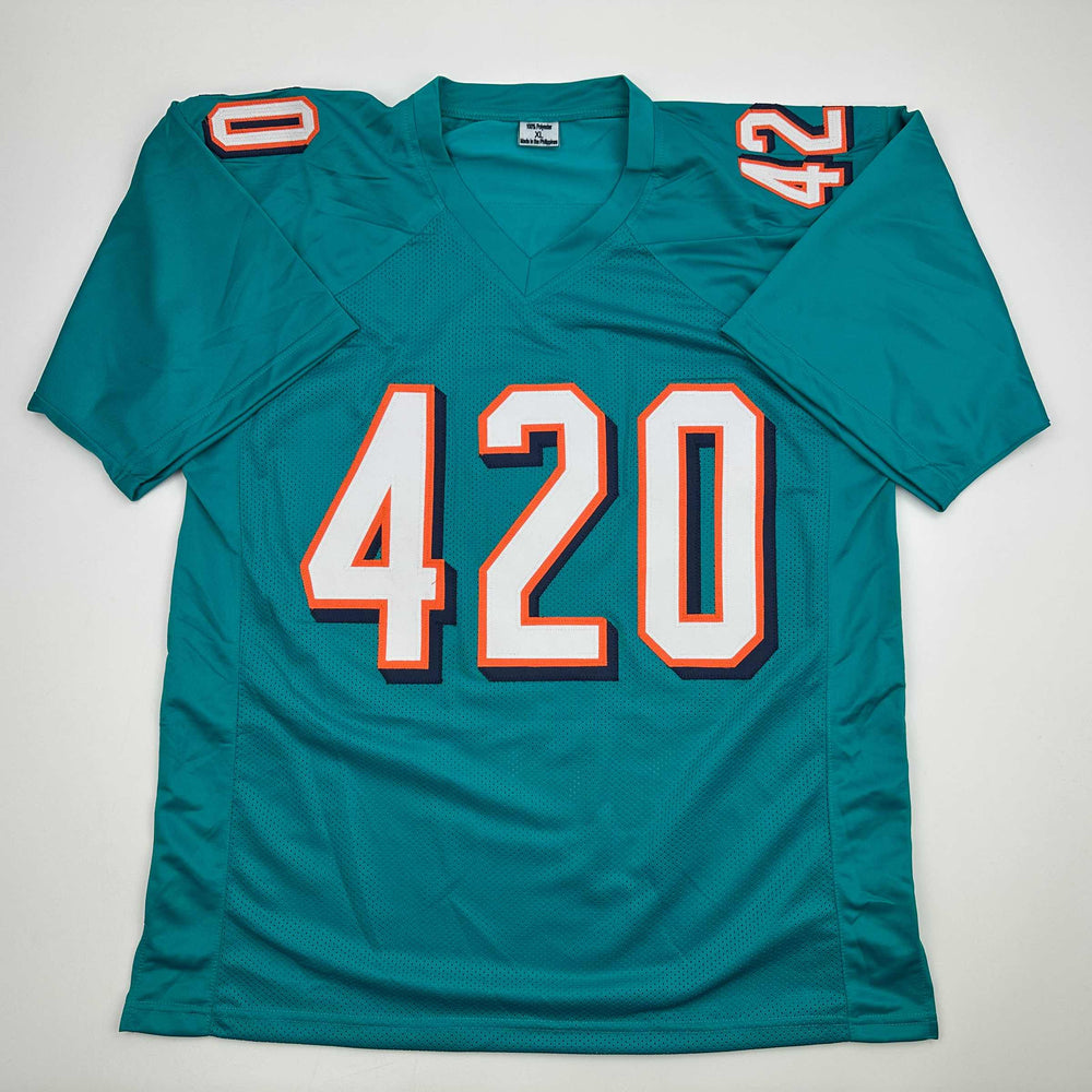 Autographed/Signed Ricky Williams Smoke Weed Everyday Puff Puff Run #420 Inscribed Miami Teal Football Jersey Beckett BAS COA (ONLINE ORDER ONLY)