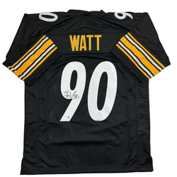 Autographed/Signed TJ T.J. Watt Pittsburgh Black Football Jersey Beckett BAS COA (ONLINE ORDER ONLY)