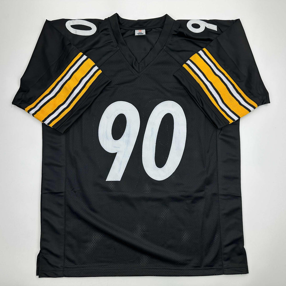 Autographed/Signed TJ T.J. Watt Pittsburgh Black Football Jersey Beckett BAS COA (ONLINE ORDER ONLY)