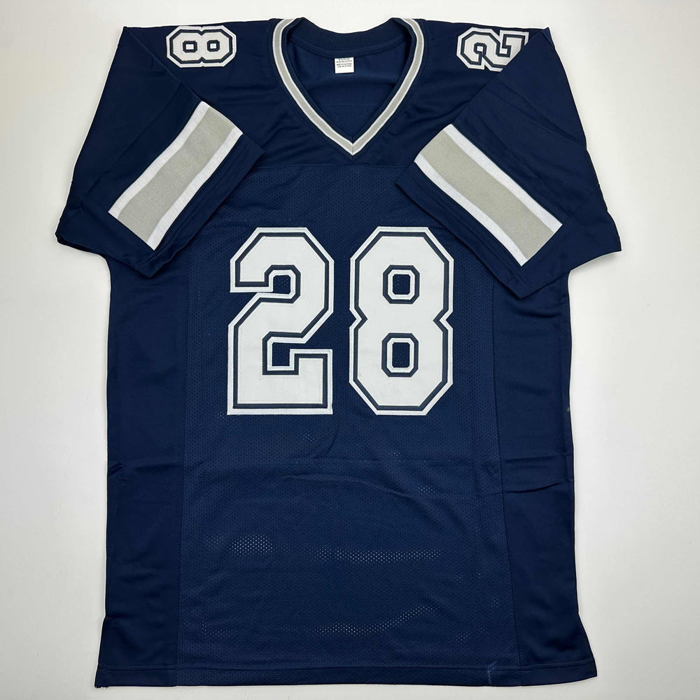 Autographed/Signed Malik Hooker Dallas Blue Football Jersey Beckett BAS COA (ONLINE ORDER ONLY)