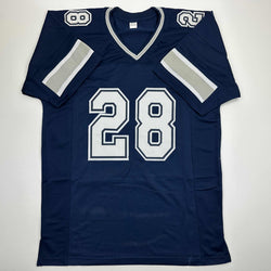Autographed/Signed Malik Hooker Dallas Blue Football Jersey Beckett BAS COA (ONLINE ORDER ONLY)