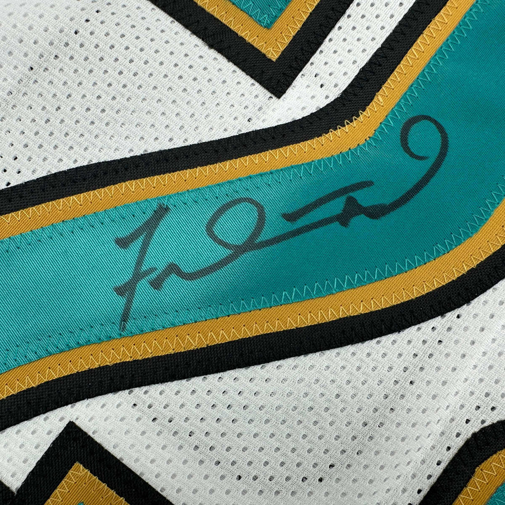 Autographed/Signed Fred Taylor Jacksonville White Football Jersey JSA COA (ONLINE ORDER ONLY)