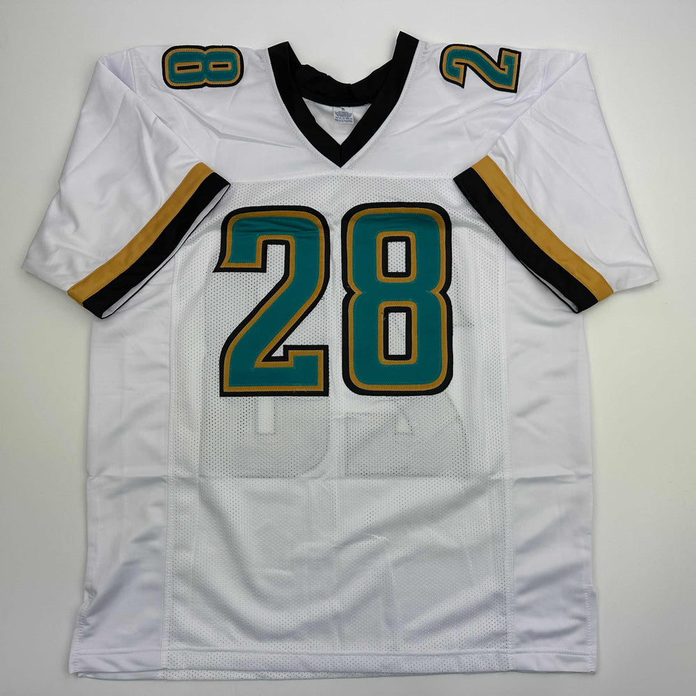 Autographed/Signed Fred Taylor Jacksonville White Football Jersey JSA COA (ONLINE ORDER ONLY)