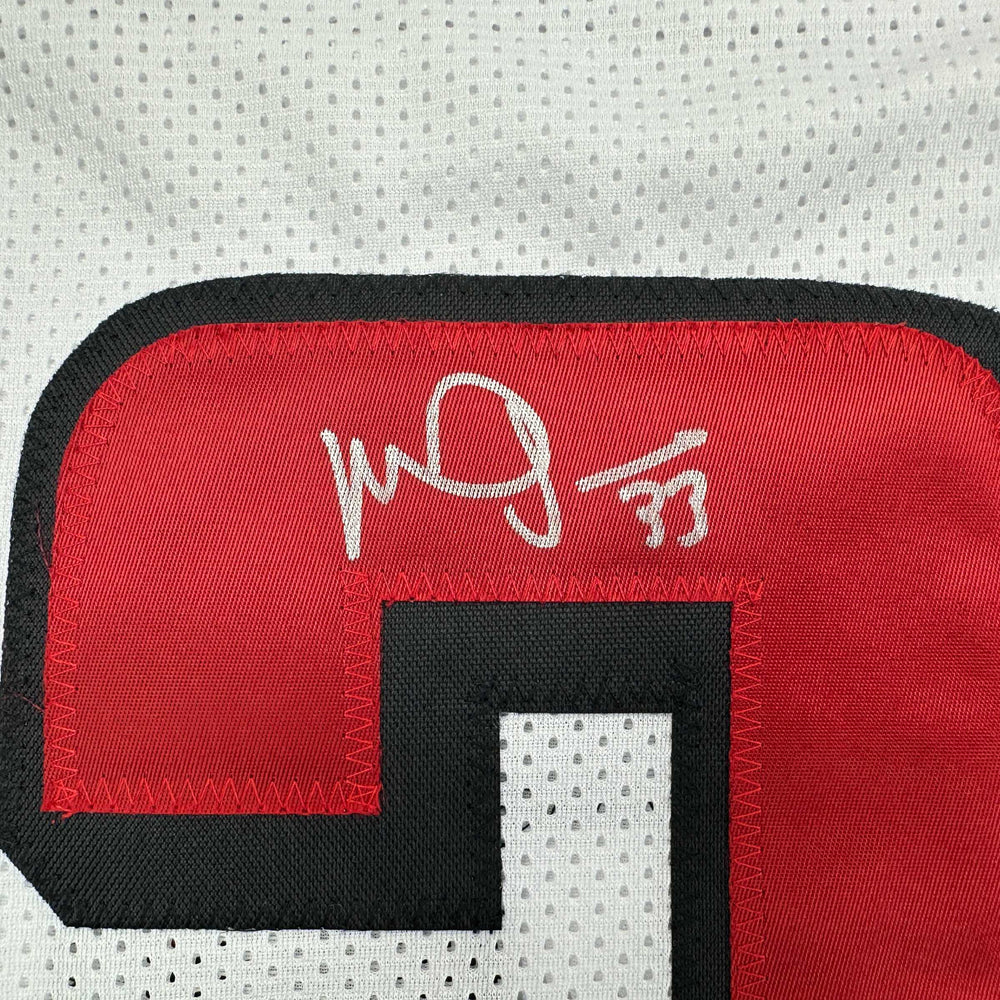 Autographed/Signed Michael Turner Atlanta White Football Jersey Beckett BAS COA (ONLINE ORDER ONLY)