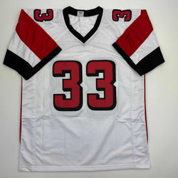 Autographed/Signed Michael Turner Atlanta White Football Jersey Beckett BAS COA (ONLINE ORDER ONLY)
