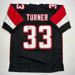 Autographed/Signed Michael Turner Atlanta Black Football Jersey Beckett BAS COA (ONLINE ORDER ONLY)