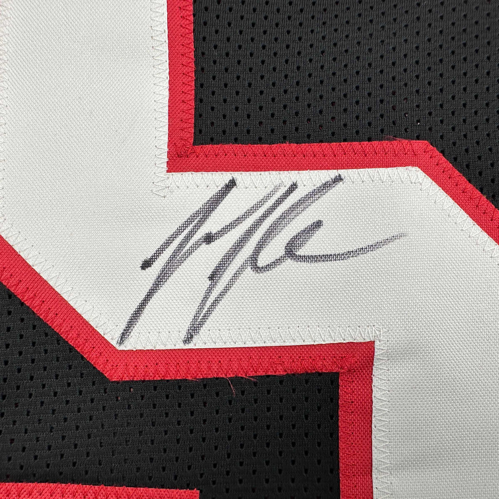 Autographed/Signed Jessie Tuggle Atlanta Black Football Jersey JSA COA (ONLINE ORDER ONLY)