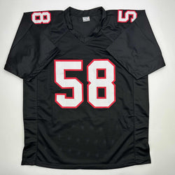 Autographed/Signed Jessie Tuggle Atlanta Black Football Jersey JSA COA (ONLINE ORDER ONLY)