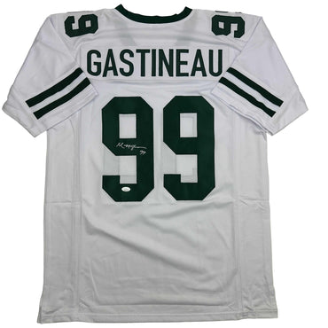 Autographed/Signed Mark Gastineau New York White Football Jersey JSA COA (ONLINE ORDER ONLY)