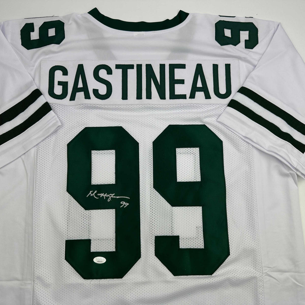 Autographed/Signed Mark Gastineau New York White Football Jersey JSA COA (ONLINE ORDER ONLY)