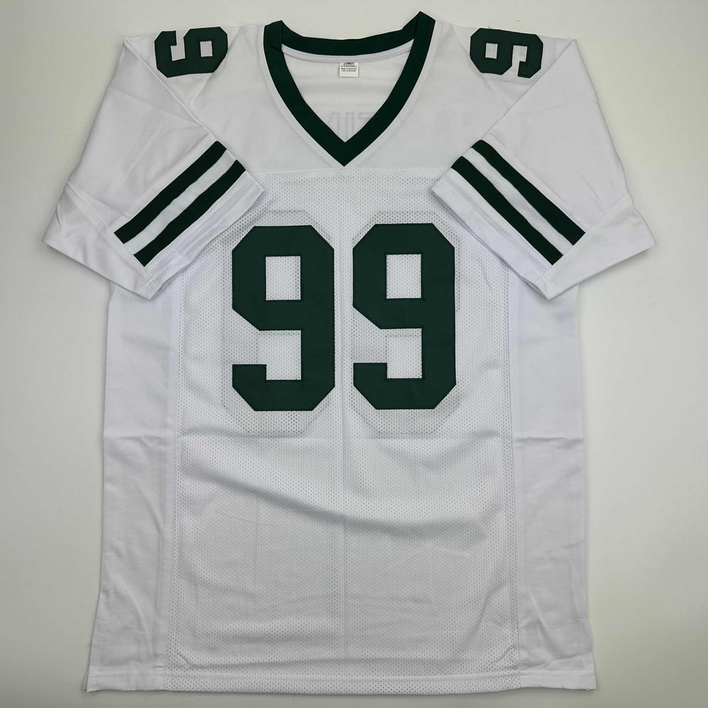 Autographed/Signed Mark Gastineau New York White Football Jersey JSA COA (ONLINE ORDER ONLY)