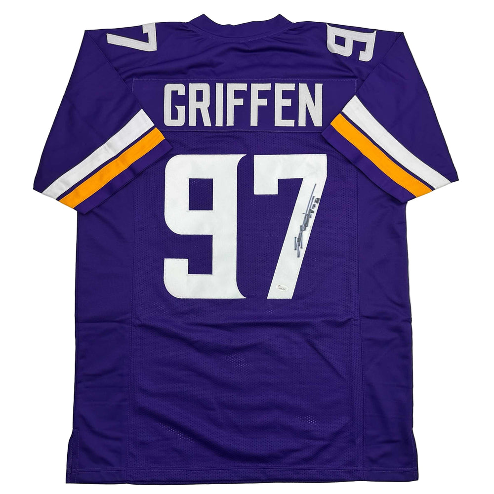 Autographed/Signed Everson Griffen Minnesota Purple Football Jersey JSA COA (ONLINE ORDER ONLY)