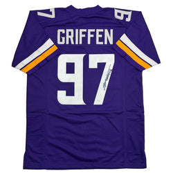 Autographed/Signed Everson Griffen Minnesota Purple Football Jersey JSA COA (ONLINE ORDER ONLY)
