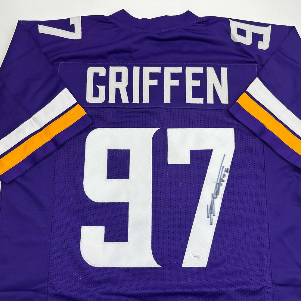 Autographed/Signed Everson Griffen Minnesota Purple Football Jersey JSA COA (ONLINE ORDER ONLY)
