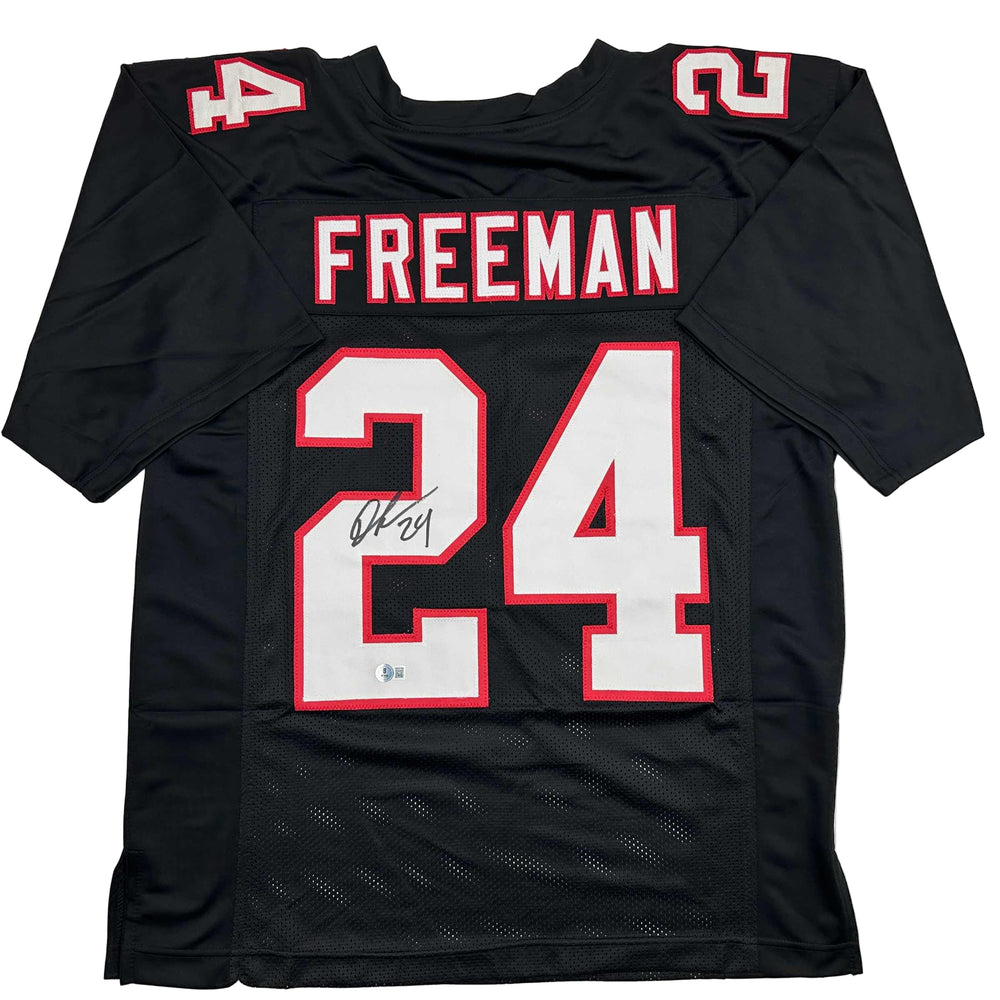 Autographed/Signed Devonta Freeman Atlanta Retro Black Football Jersey Beckett BAS COA (ONLINE ORDER ONLY)
