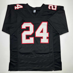 Autographed/Signed Devonta Freeman Atlanta Retro Black Football Jersey Beckett BAS COA (ONLINE ORDER ONLY)