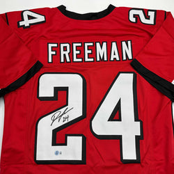 Autographed/Signed Devonta Freeman Atlanta Red Football Jersey Beckett BAS COA (ONLINE ORDER ONLY)