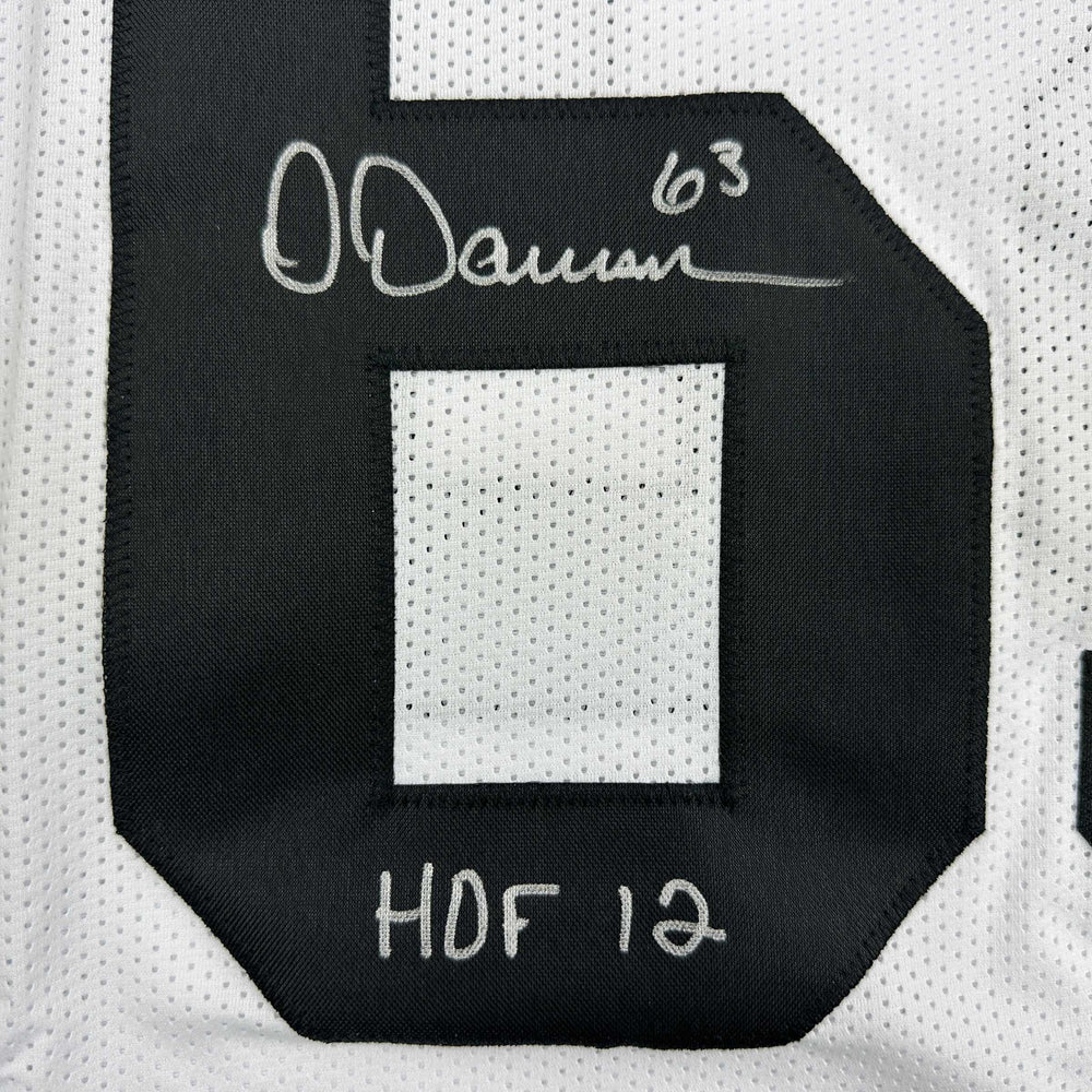 Autographed/Signed Dermontti Dawson HOF 12 Pittsburgh White Football Jersey JSA COA (ONLINE ORDER ONLY)