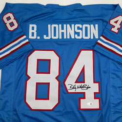 Autographed/Signed Billy White Shoes Johnson Tennessee Retro Light Blue Football Jersey JSA COA (ONLINE ORDER ONLY)