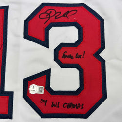 Autographed/Signed Doug Mientkiewicz Final Out! 04 WS Champs! Boston White Baseball Jersey Beckett BAS COA (ONLINE ORDER ONLY)