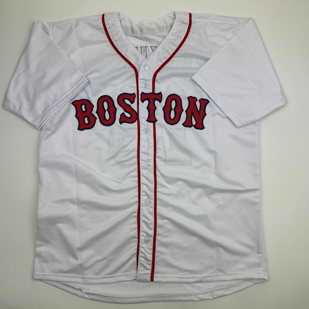 Autographed/Signed Doug Mientkiewicz Final Out! 04 WS Champs! Boston White Baseball Jersey Beckett BAS COA (ONLINE ORDER ONLY)