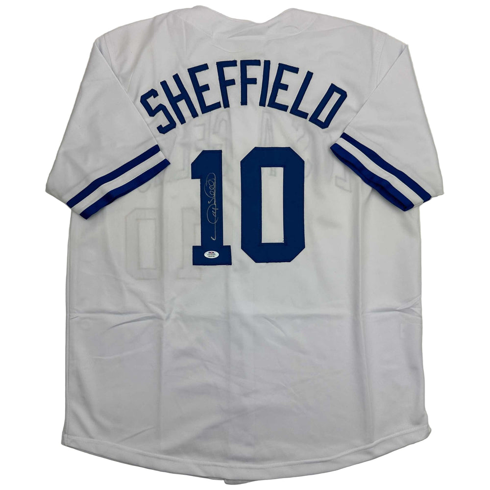 Autographed/Signed Gary Sheffield Los Angeles LA White Baseball Jersey PSA/DNA COA (ONLINE ORDER ONLY)