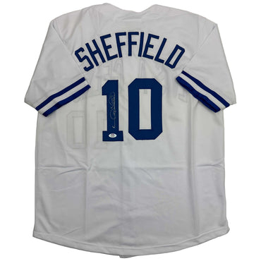 Autographed/Signed Gary Sheffield Los Angeles LA White Baseball Jersey PSA/DNA COA (ONLINE ORDER ONLY)
