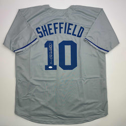 Autographed/Signed Gary Sheffield Los Angeles LA Grey Baseball Jersey JSA COA (ONLINE ORDER ONLY)