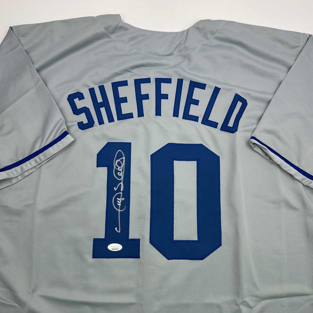 Autographed/Signed Gary Sheffield Los Angeles LA Grey Baseball Jersey JSA COA (ONLINE ORDER ONLY)
