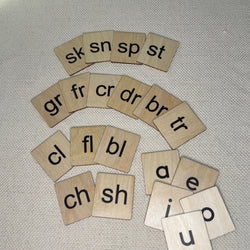 Wooden Language Labels (Vowels, Blends, Digraphs) (ONLINE ORDER ONLY)